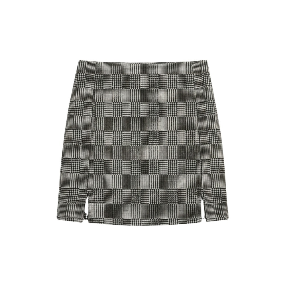 Brandy Melville Plaid Mini Skirt Women XS Black White 90s Y2K Slit